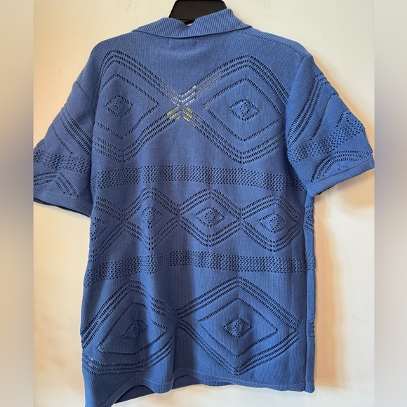 NWT Sandstone Blue Knitted Button Down Sweater Shirt Sz Medium - Picture 6 of 6